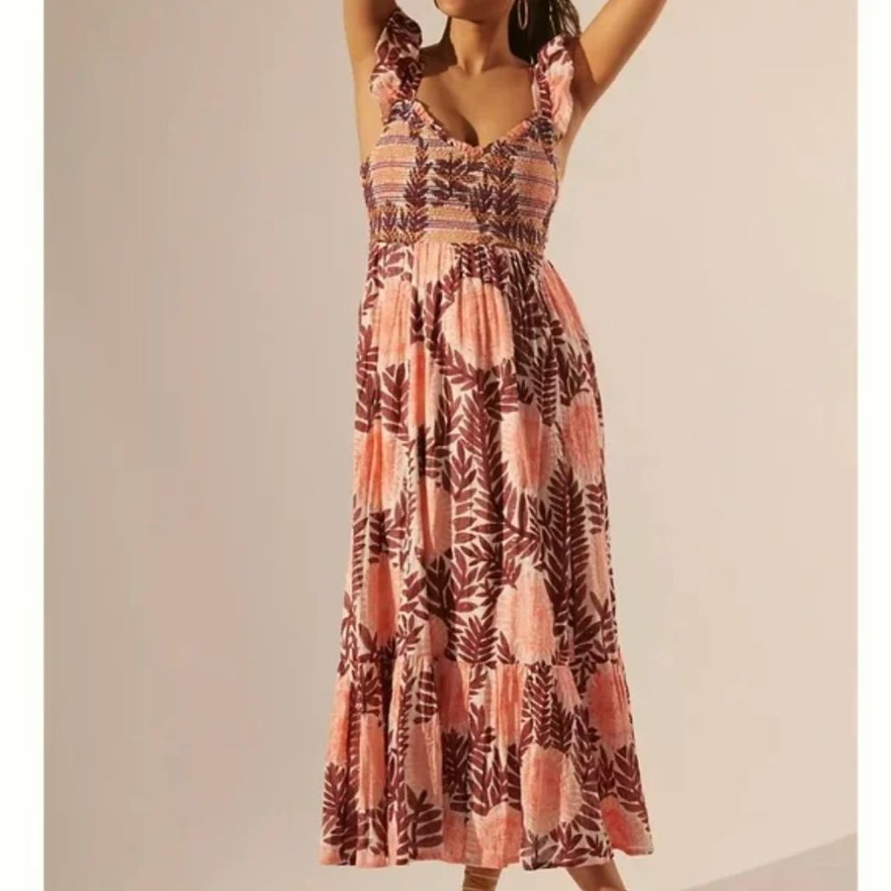Anthropologie Cecilia Pettersson Smocked Maxi Dress